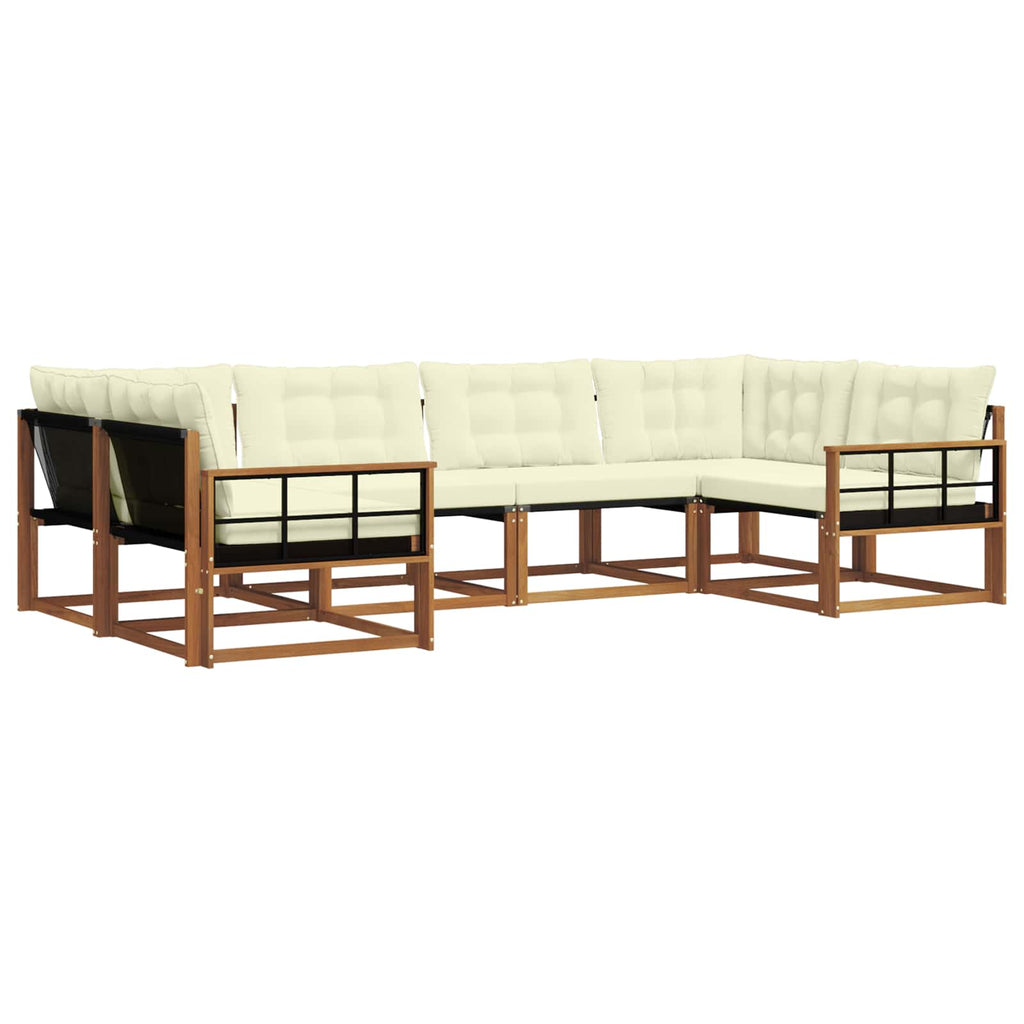 Outdoor-Sofagarnitur mit Kissen 6 pcs Natur und Creme