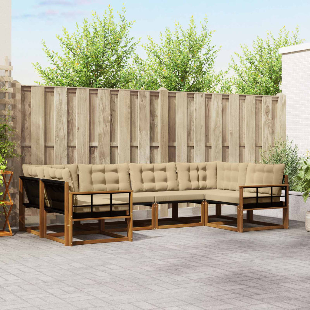 Outdoor-Sofagarnitur mit Kissen 6 pcs Natur und Beige