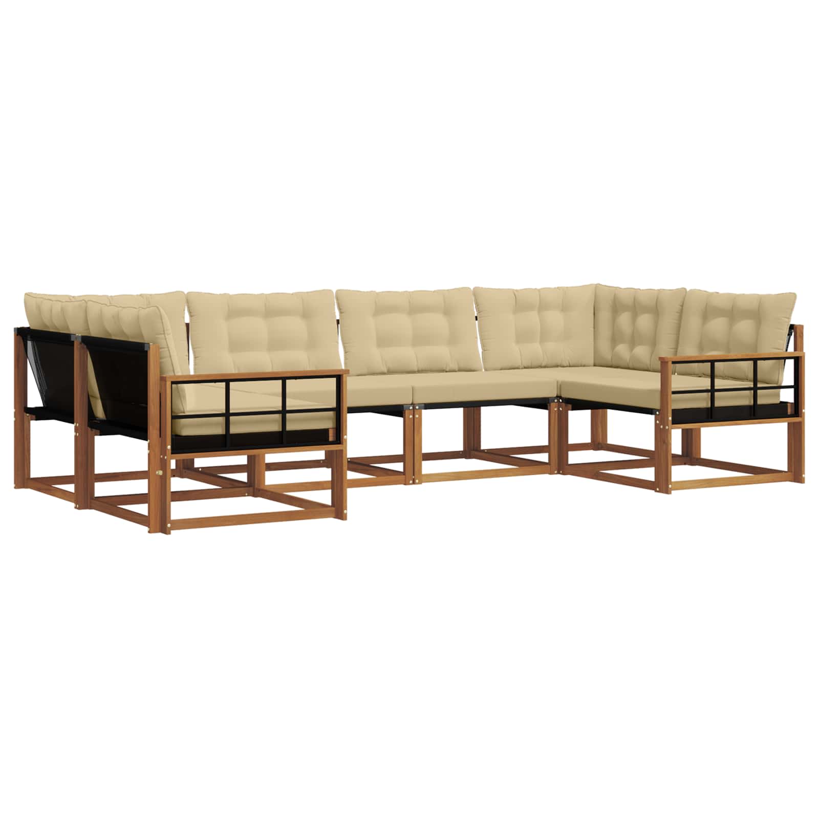 Outdoor-Sofagarnitur mit Kissen 6 pcs Natur und Beige