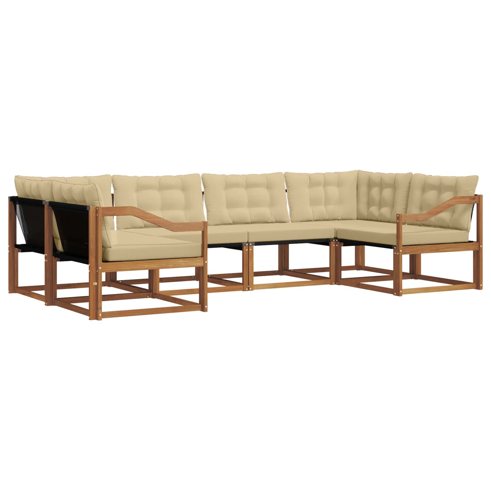Outdoor-Sofagarnitur mit Kissen 6 pcs Natur und Beige