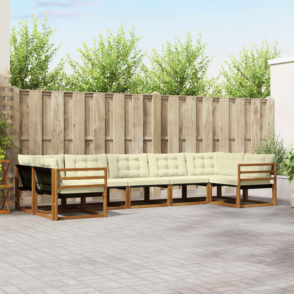 Outdoor-Sofagarnitur mit Kissen 7 pcs Natur und Creme