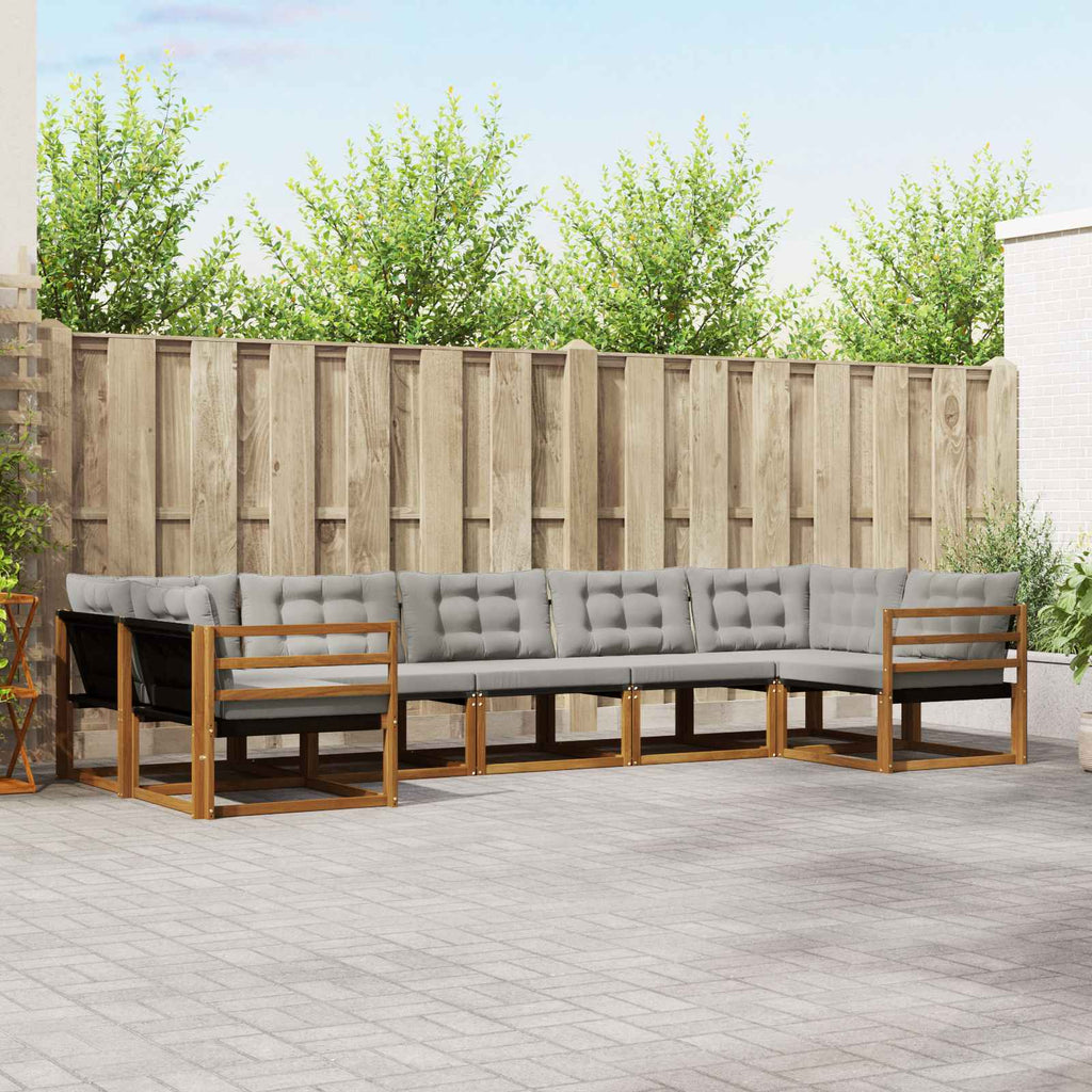 Outdoor-Sofagarnitur mit Kissen 7 pcs Natürlich und Hellgrau