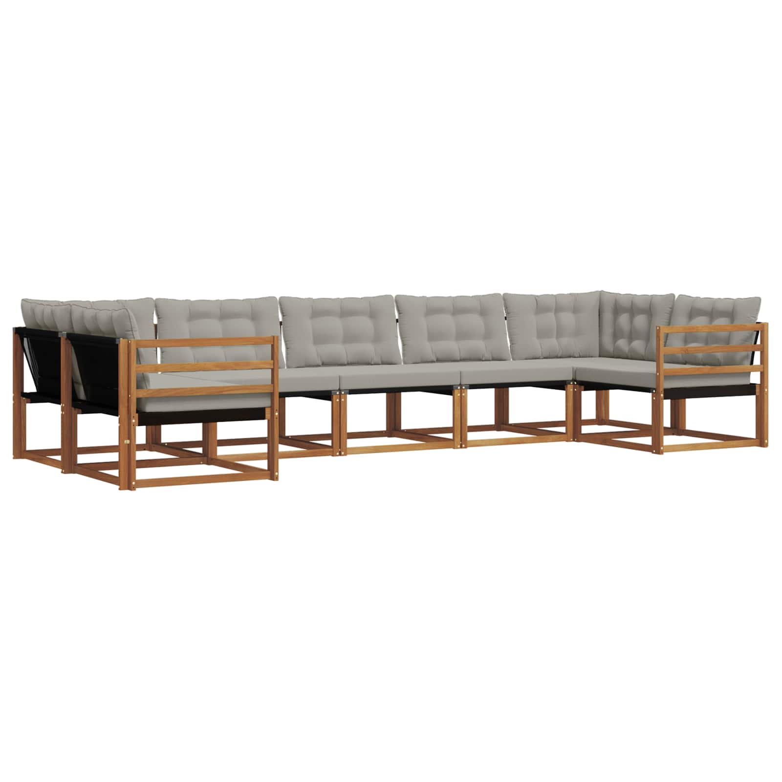 Outdoor-Sofagarnitur mit Kissen 7 pcs Natürlich und Hellgrau