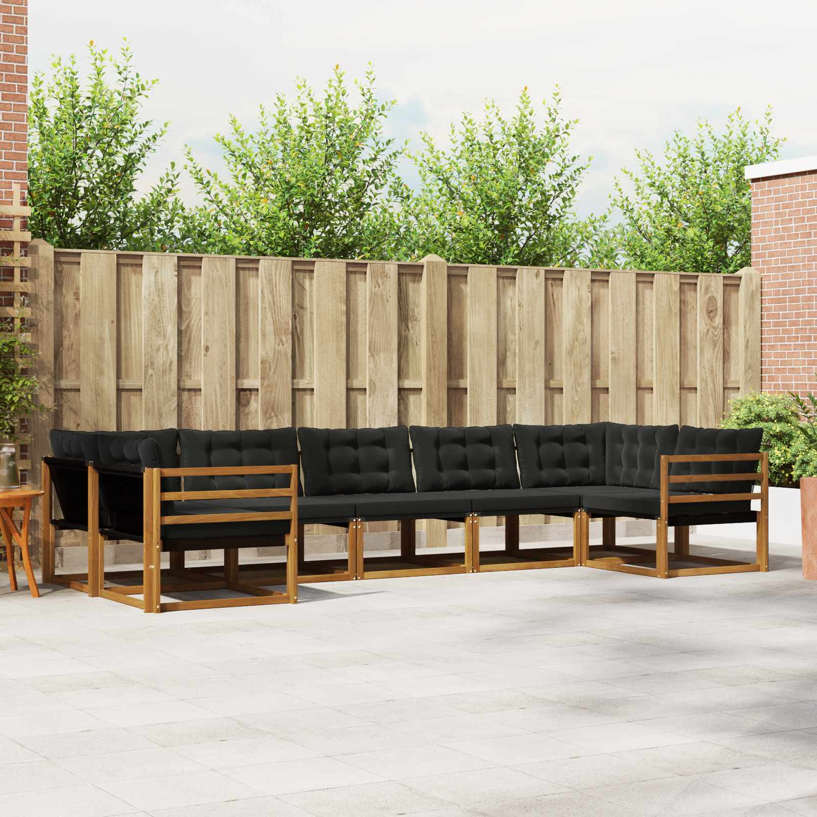 Outdoor-Sofagarnitur mit Kissen 7 pcs Natürlich und Schwarz