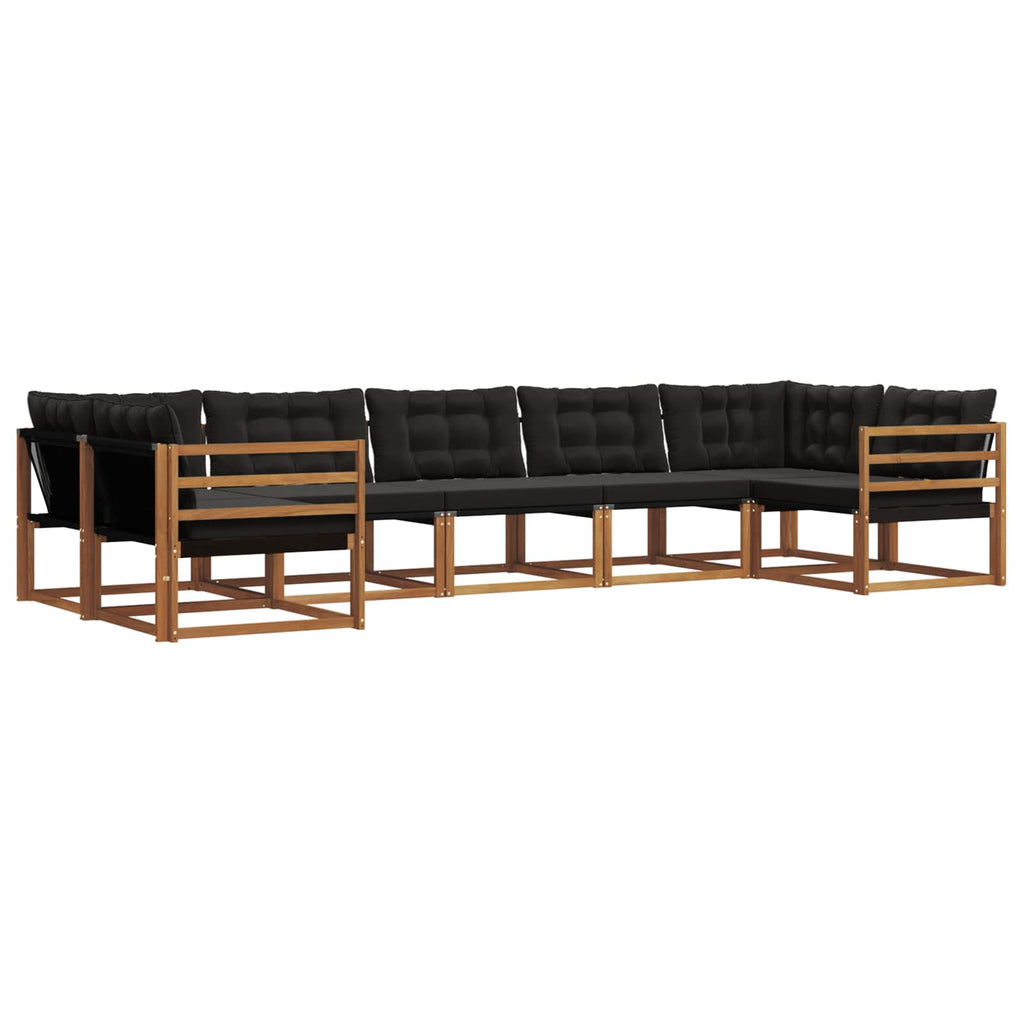 Outdoor-Sofagarnitur mit Kissen 7 pcs Natürlich und Schwarz