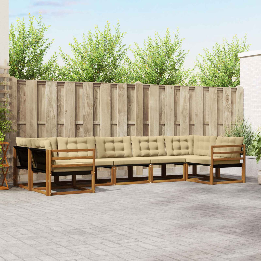 Outdoor-Sofagarnitur mit Kissen 7 pcs Natur und Beige