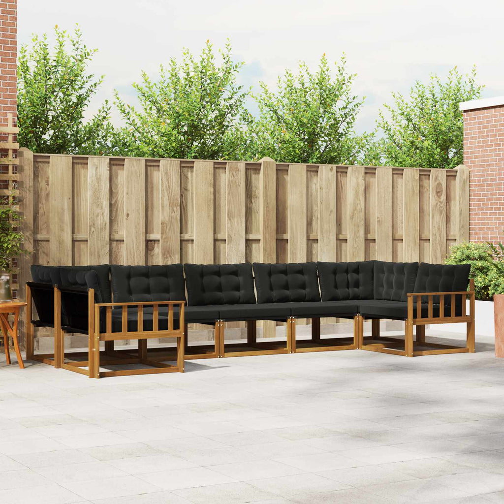 Outdoor-Sofagarnitur mit Kissen 7 pcs Natürlich und Schwarz