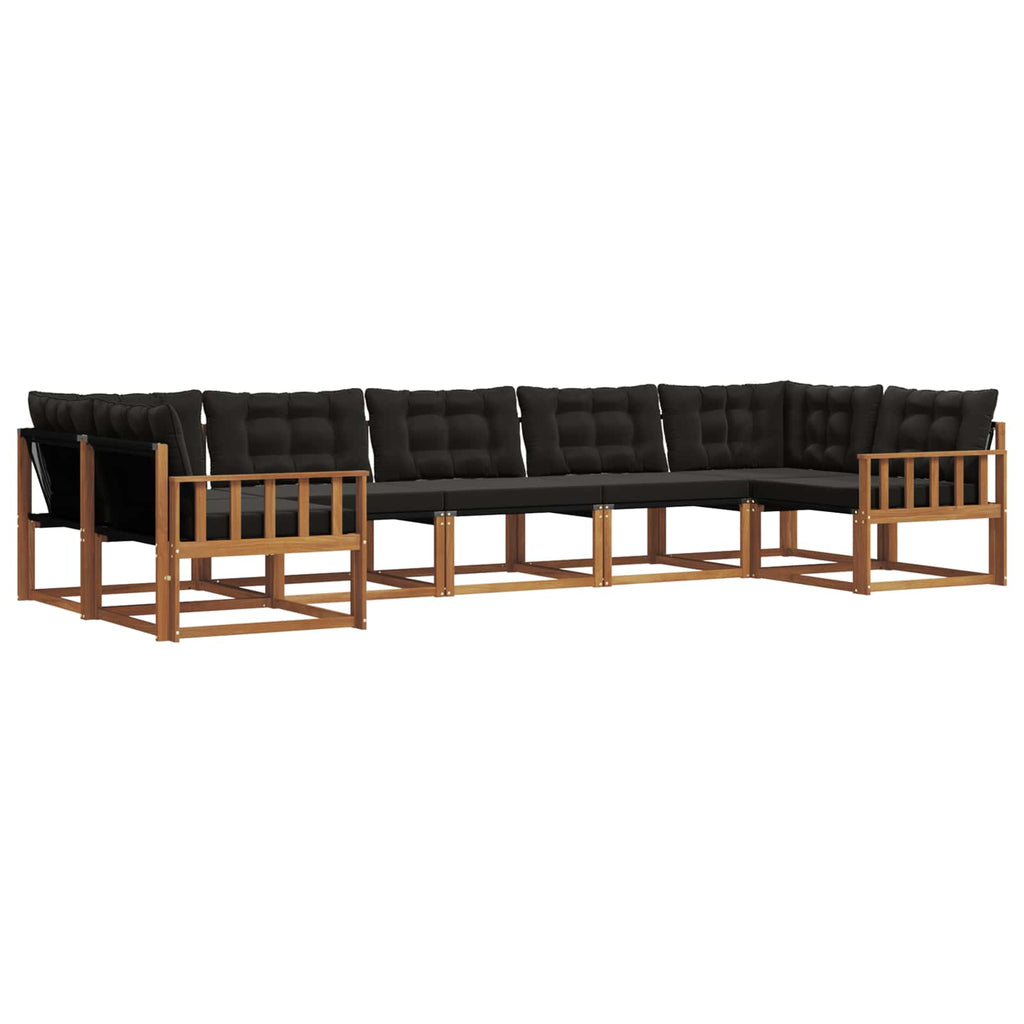 Outdoor-Sofagarnitur mit Kissen 7 pcs Natürlich und Schwarz