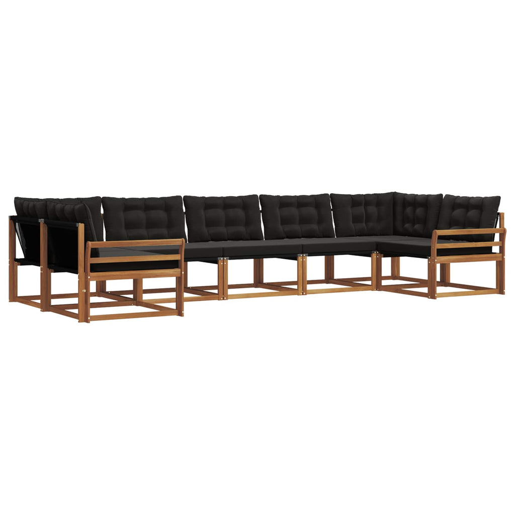 Outdoor-Sofagarnitur mit Kissen 7 pcs Natürlich und Schwarz