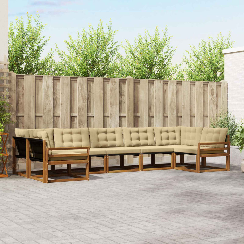 Outdoor-Sofagarnitur mit Kissen 7 pcs Natur und Beige