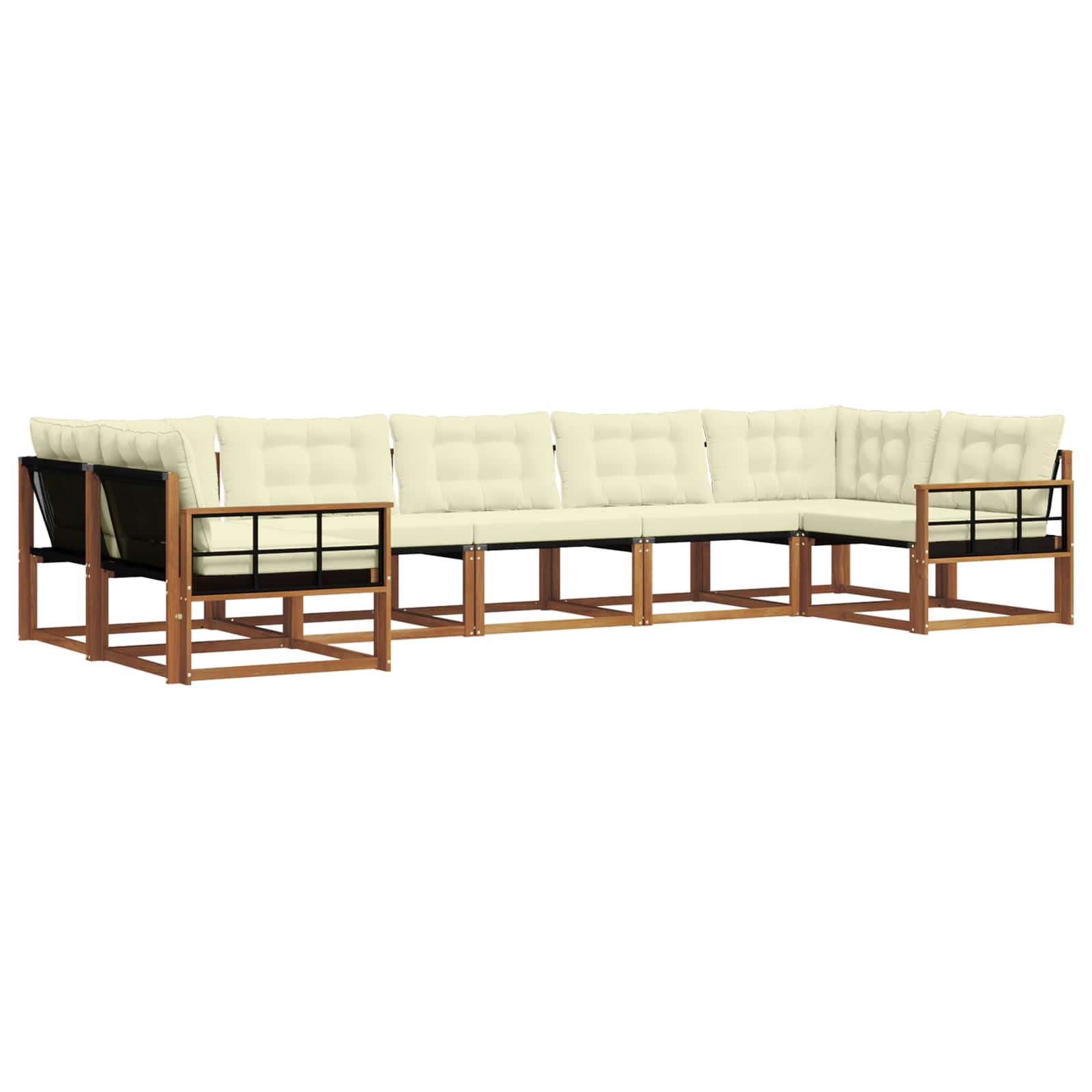 Outdoor-Sofagarnitur mit Kissen 7 pcs Natur und Creme