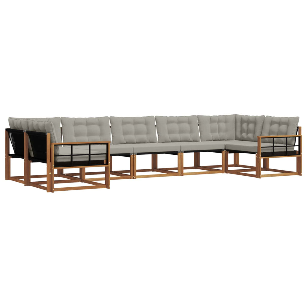 Outdoor-Sofagarnitur mit Kissen 7 pcs Natürlich und Hellgrau