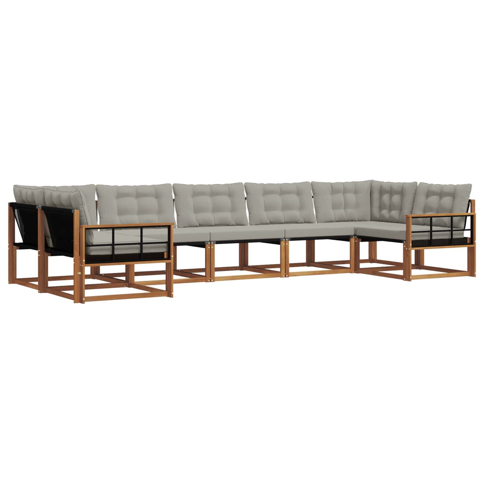 Outdoor-Sofagarnitur mit Kissen 7 pcs Natürlich und Hellgrau