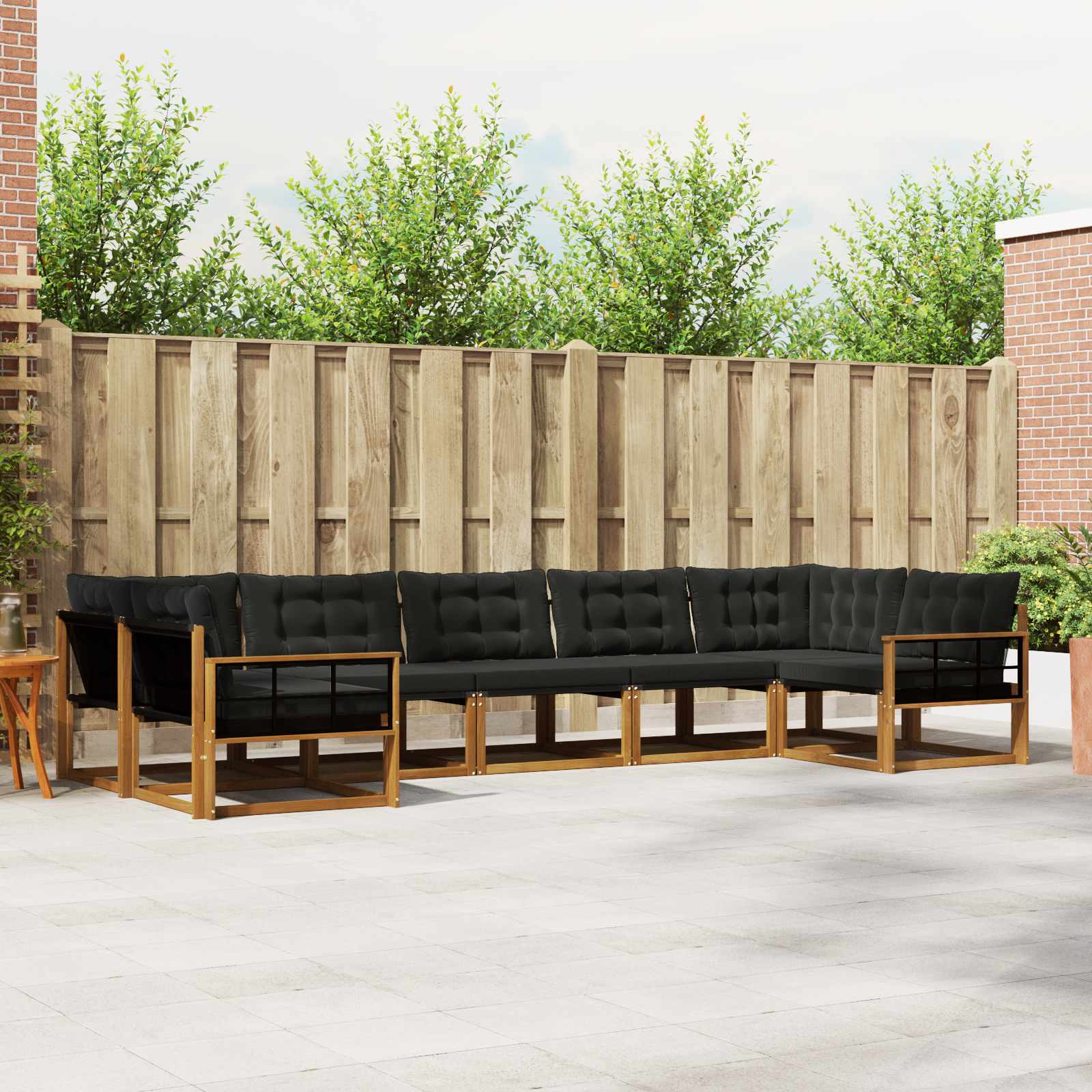 Outdoor-Sofagarnitur mit Kissen 7 pcs Natürlich und Schwarz