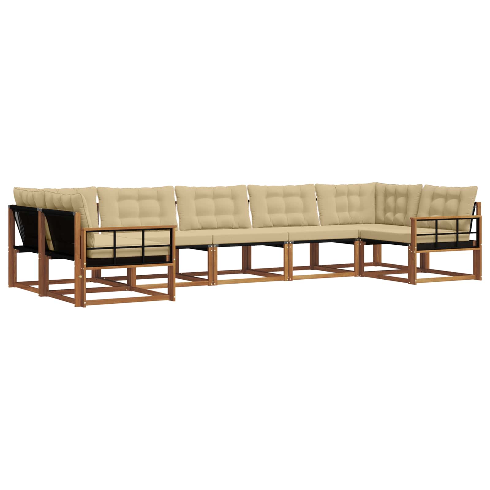 Outdoor-Sofagarnitur mit Kissen 7 pcs Natur und Beige