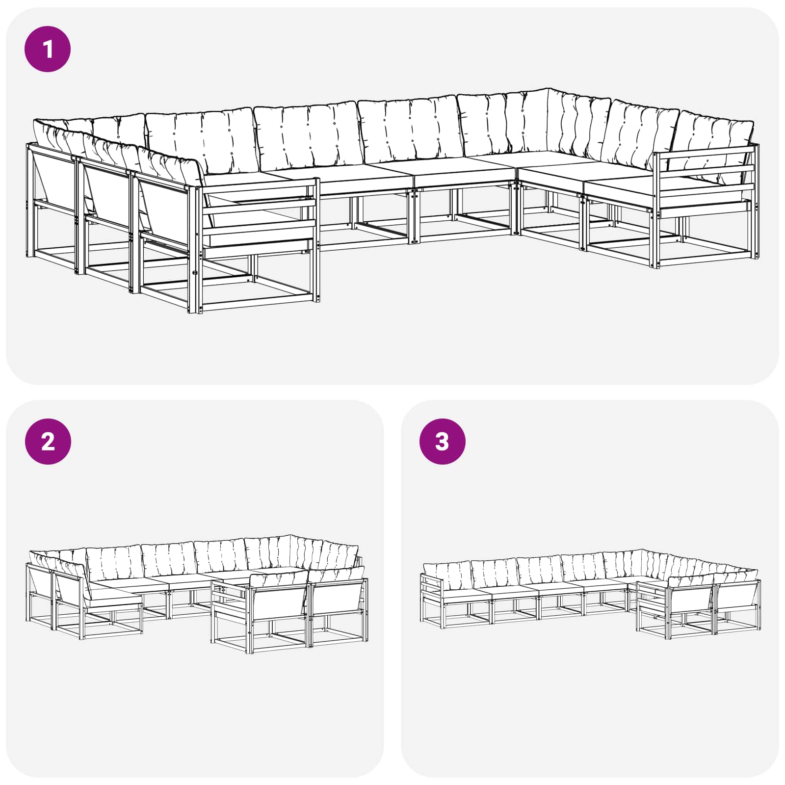 Outdoor-Sofagarnitur mit Kissen 9 pcs Natürlich und Hellgrau