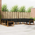 Outdoor-Sofagarnitur mit Kissen 9 pcs Natürlich und Schwarz