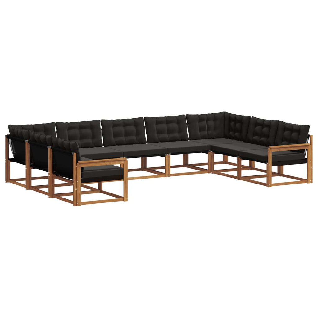 Outdoor-Sofagarnitur mit Kissen 9 pcs Natürlich und Schwarz