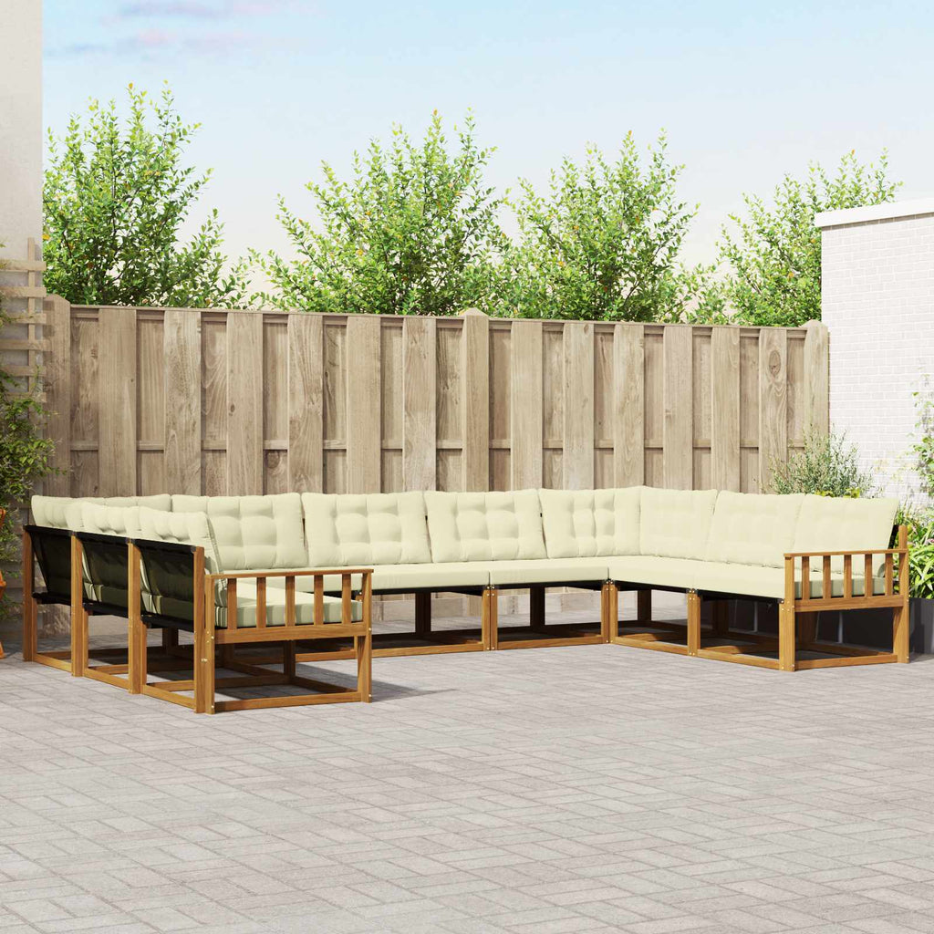 Outdoor-Sofagarnitur mit Kissen 9 pcs Natur und Creme