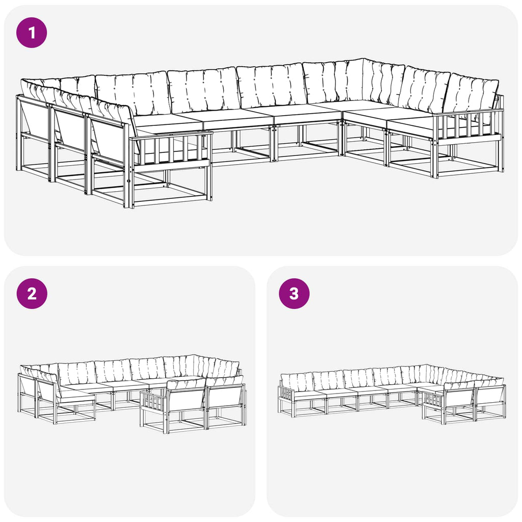 Outdoor-Sofagarnitur mit Kissen 9 pcs Natur und Creme