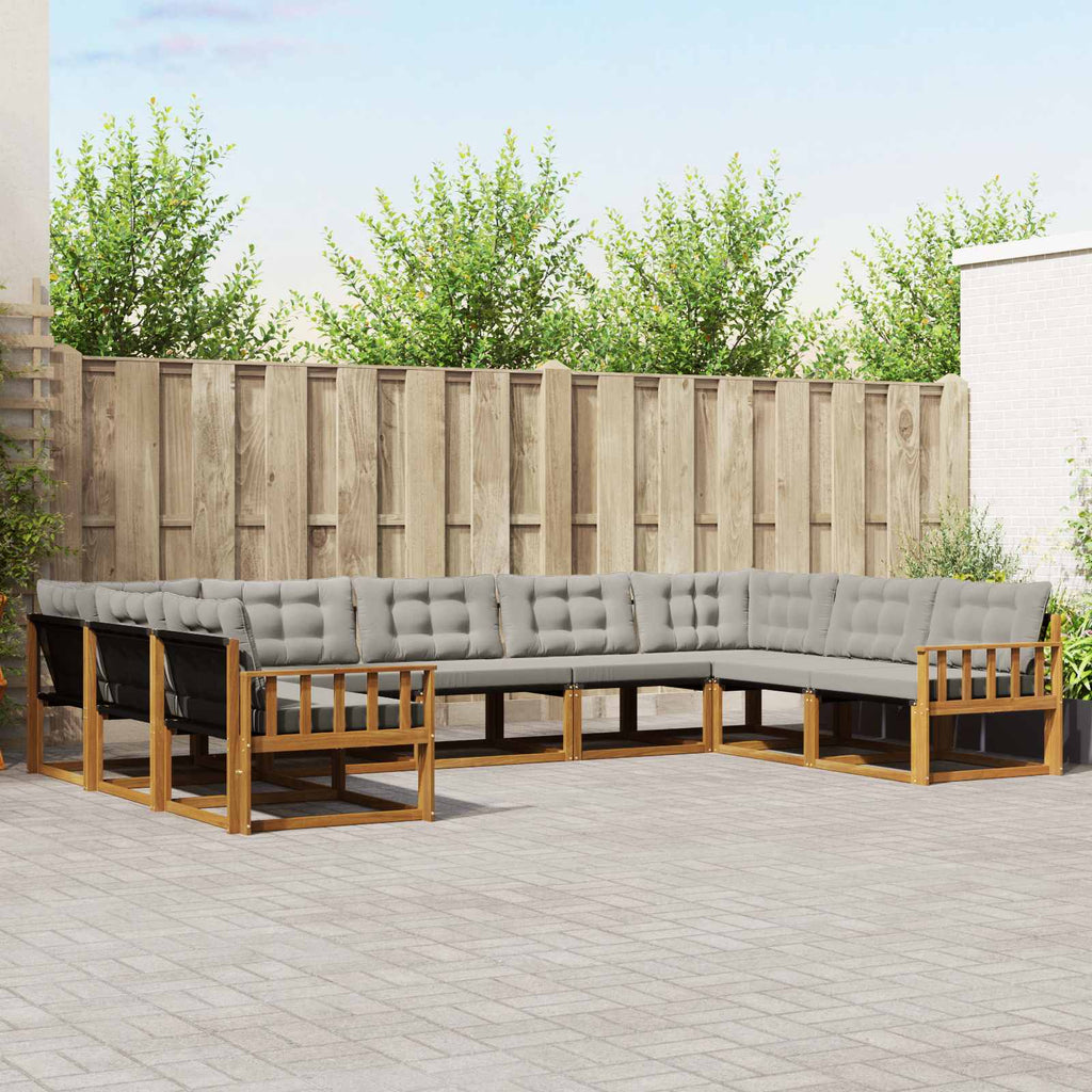 Outdoor-Sofagarnitur mit Kissen 9 pcs Natürlich und Hellgrau