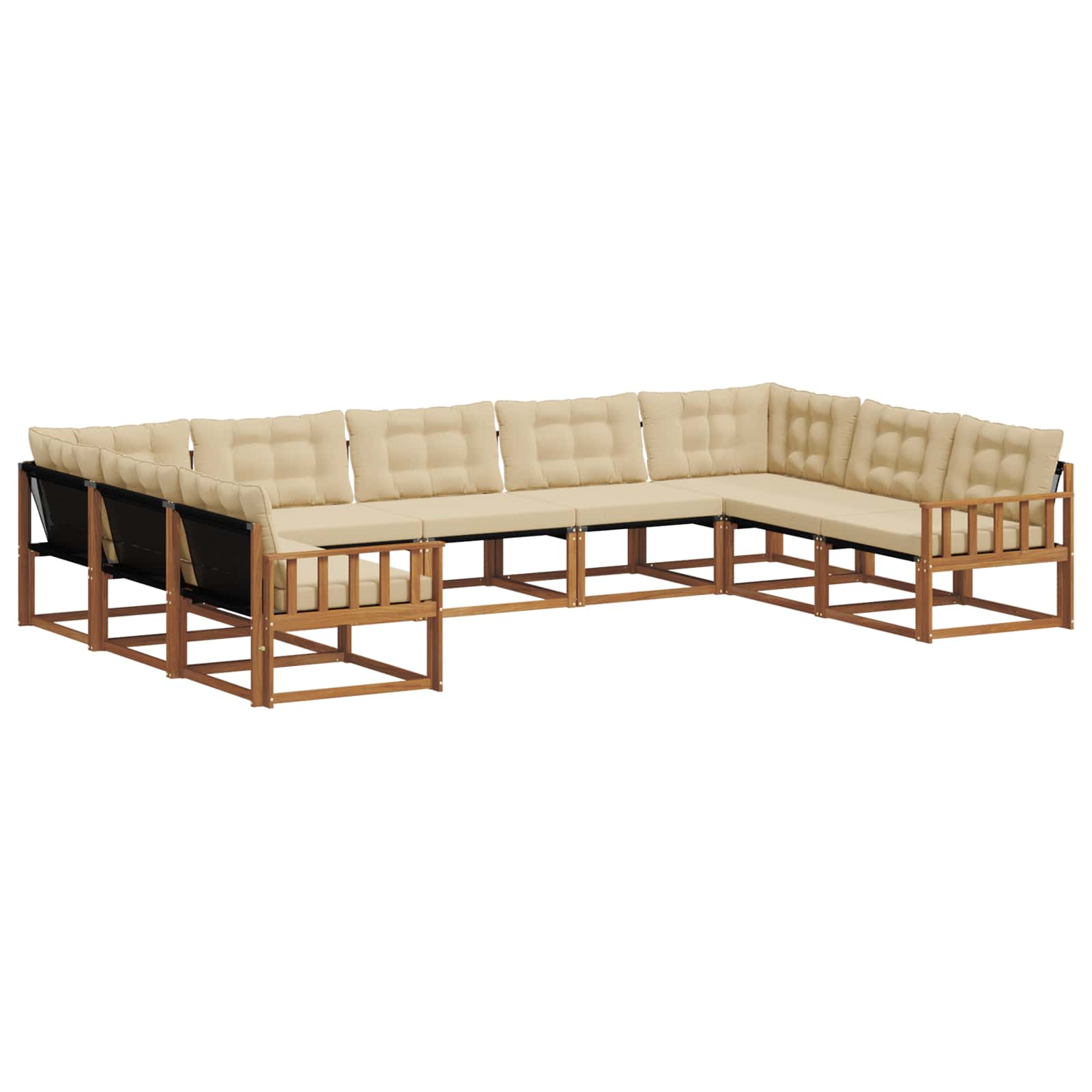 Outdoor-Sofagarnitur mit Kissen 9 pcs Natur und Beige