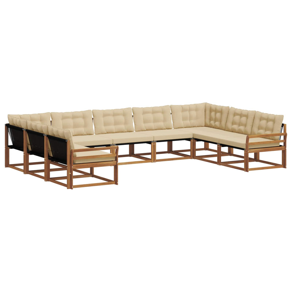 Outdoor-Sofagarnitur mit Kissen 9 pcs Natur und Beige