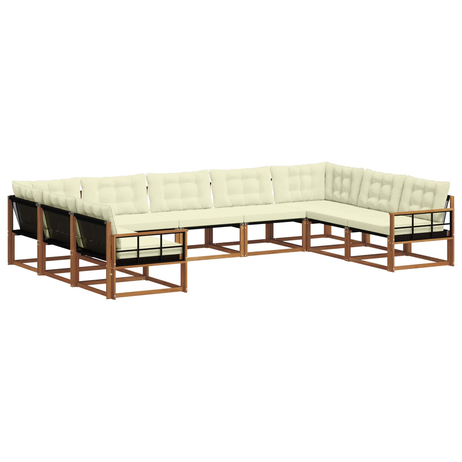 Outdoor-Sofagarnitur mit Kissen 9 pcs Natur und Creme