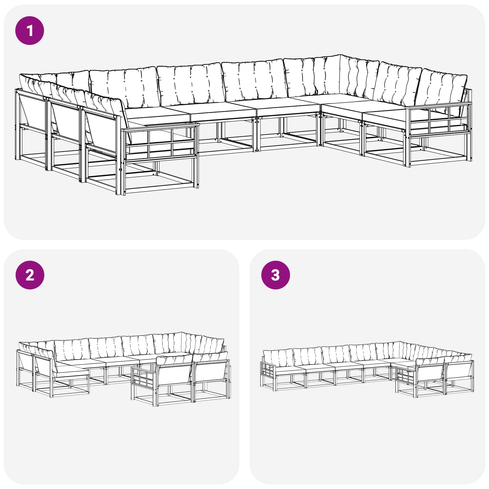 Outdoor-Sofagarnitur mit Kissen 9 pcs Natur und Creme