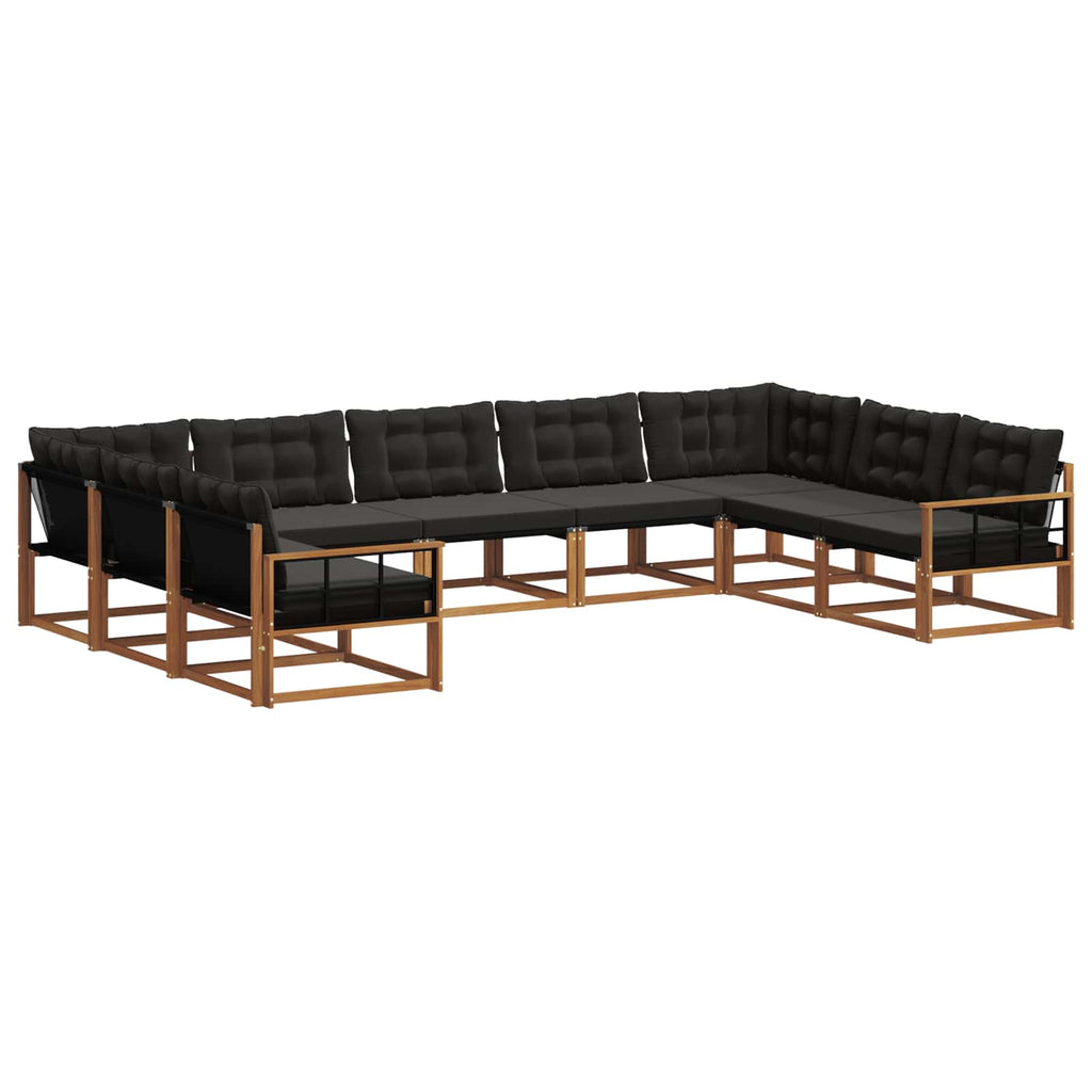 Outdoor-Sofagarnitur mit Kissen 9 pcs Natürlich und Schwarz