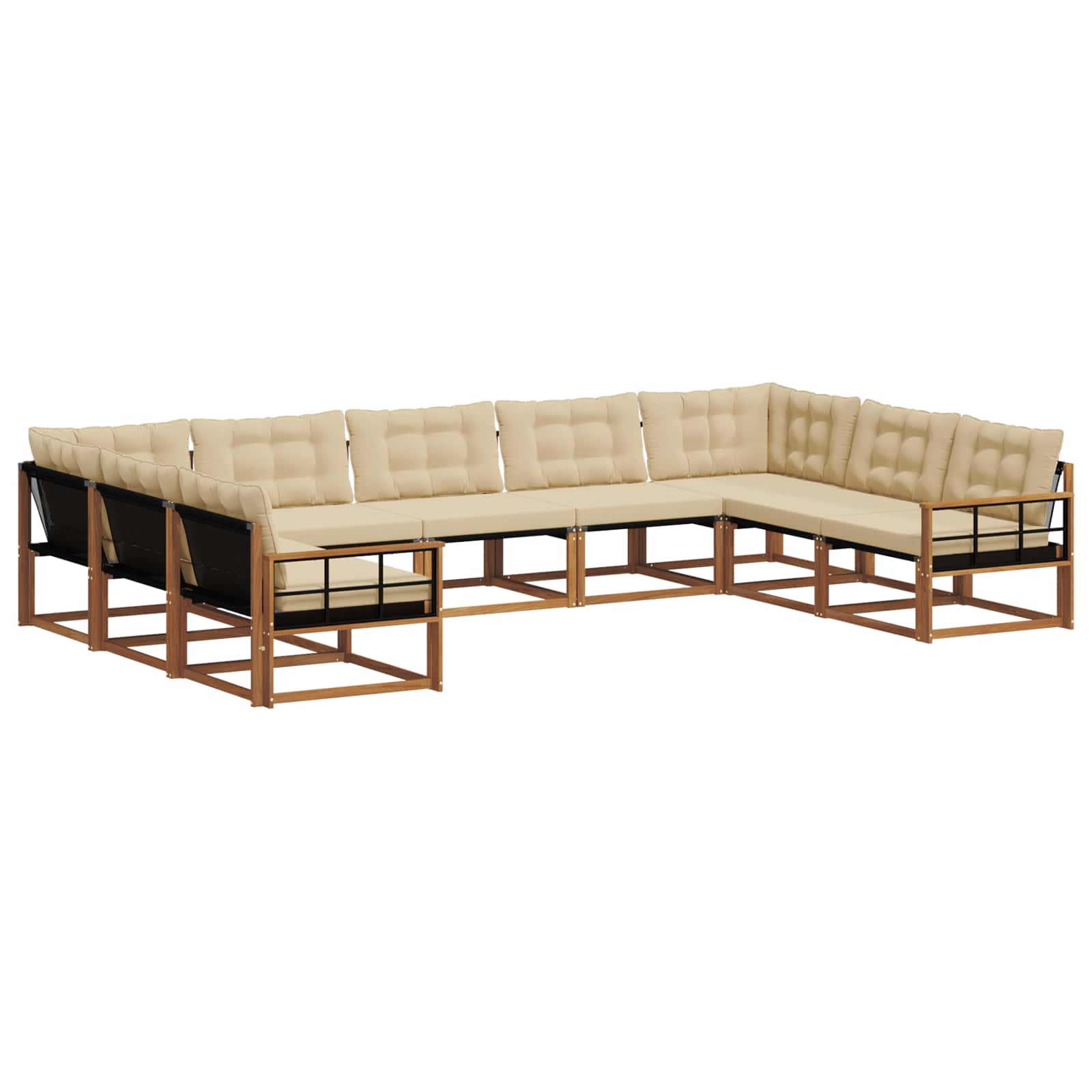 Outdoor-Sofagarnitur mit Kissen 9 pcs Natur und Beige