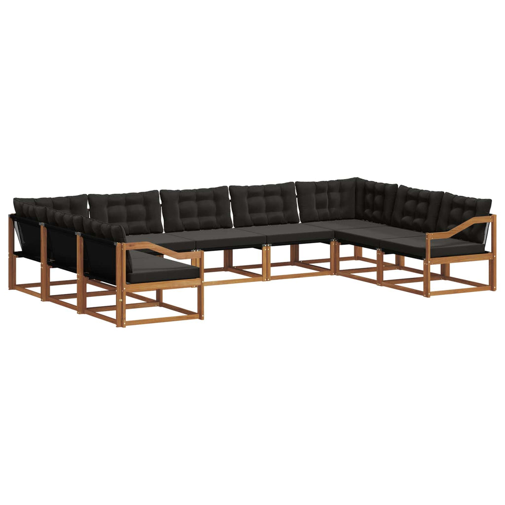 Outdoor-Sofagarnitur mit Kissen 9 pcs Natürlich und Schwarz