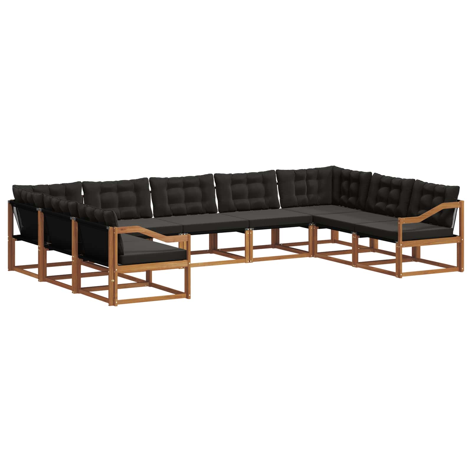 Outdoor-Sofagarnitur mit Kissen 9 pcs Natürlich und Schwarz