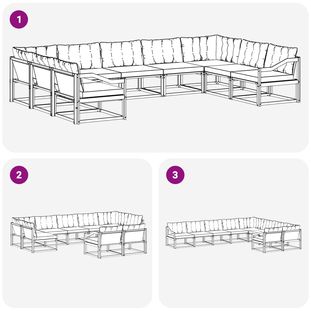 Outdoor-Sofagarnitur mit Kissen 9 pcs Natürlich und Schwarz