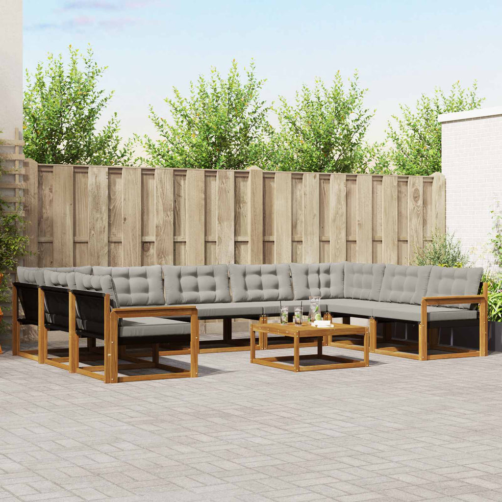 Outdoor-Sofagarnitur mit Kissen 10 pcs Natürlich und Hellgrau