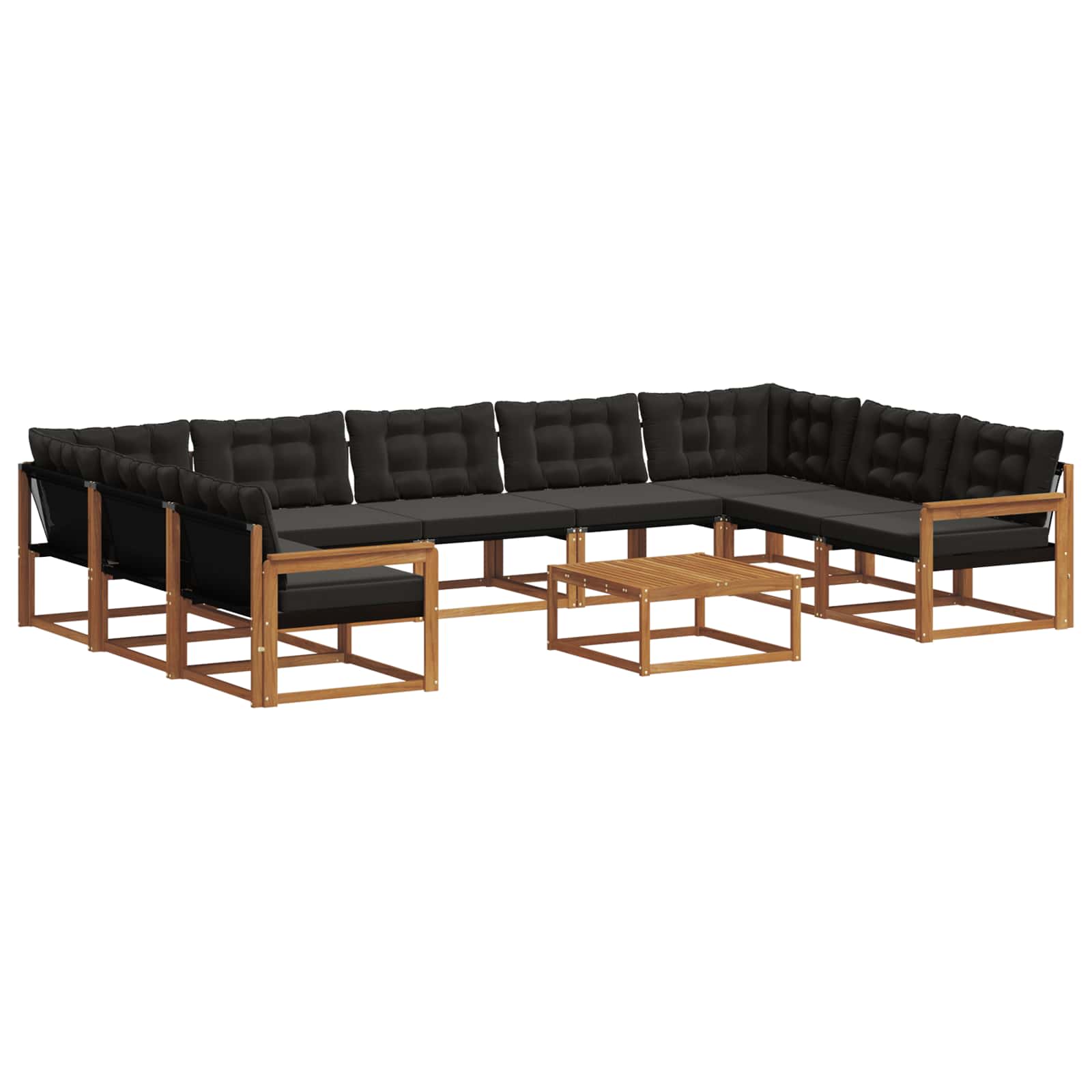 Outdoor-Sofagarnitur mit Kissen 10 pcs Natürlich und Schwarz
