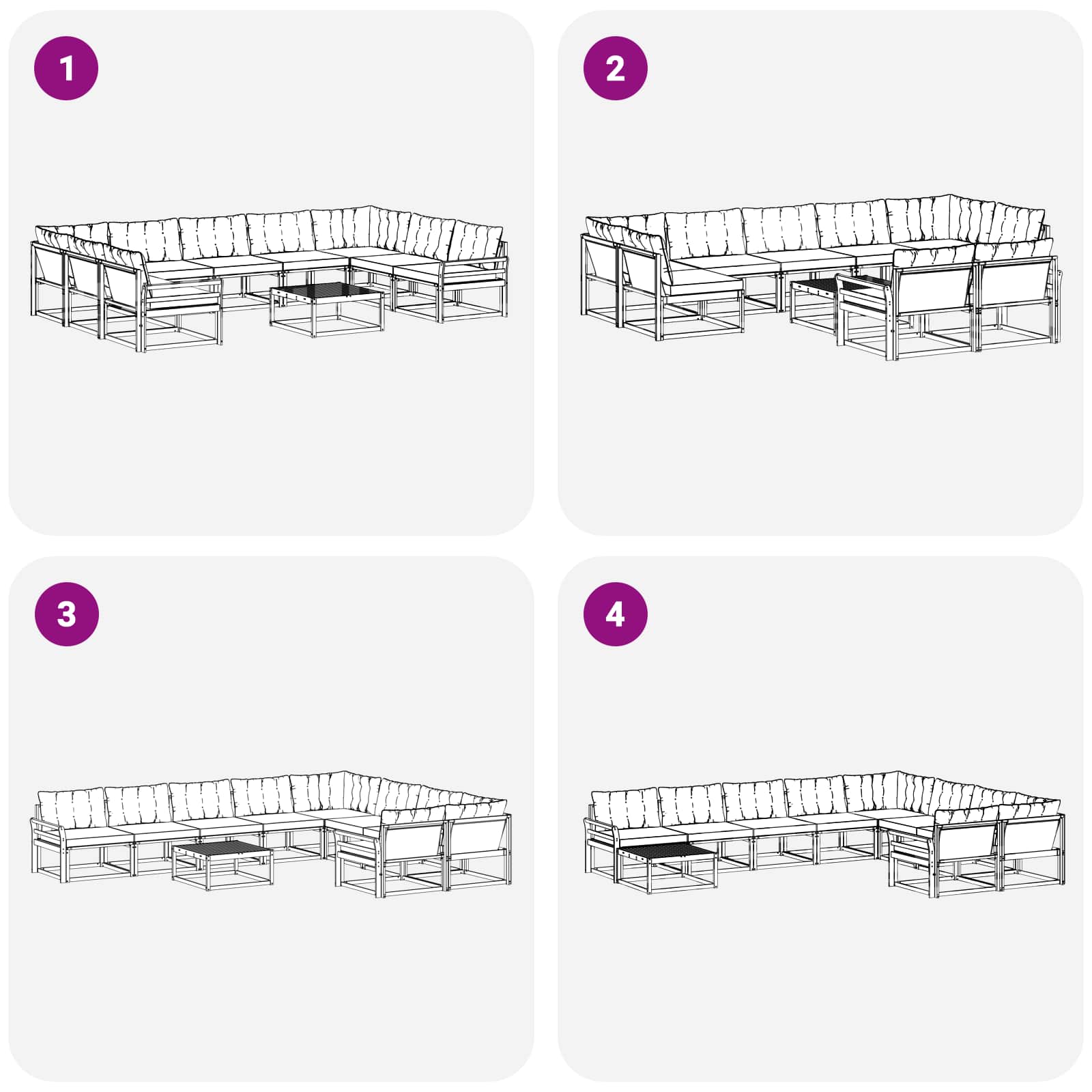 Outdoor-Sofagarnitur mit Kissen 10 pcs Natürlich und Hellgrau