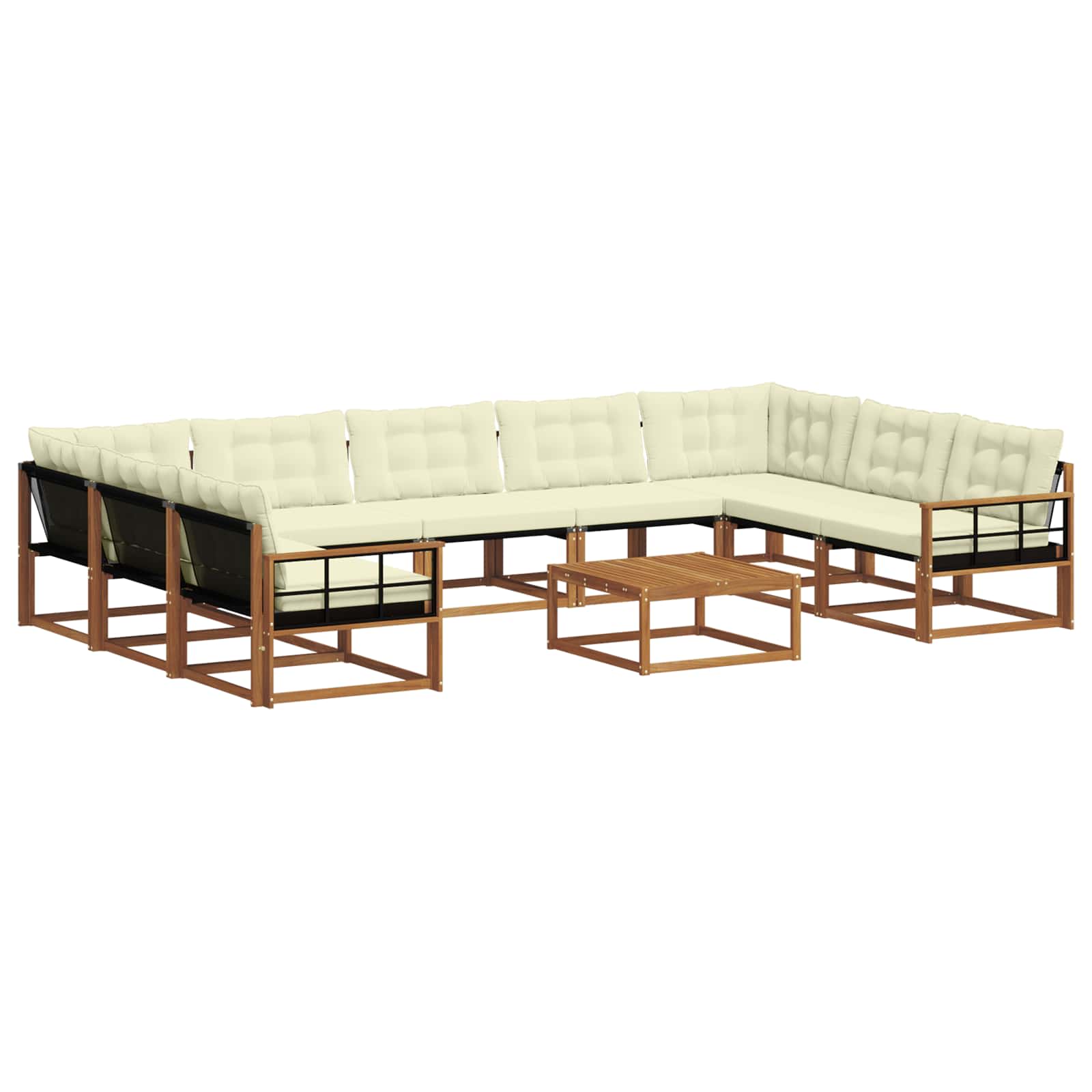Outdoor-Sofagarnitur mit Kissen 10 pcs Natur und Creme