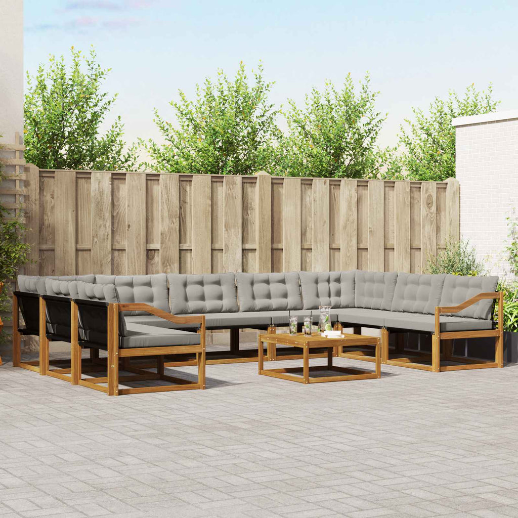 Outdoor-Sofagarnitur mit Kissen 10 pcs Natürlich und Hellgrau