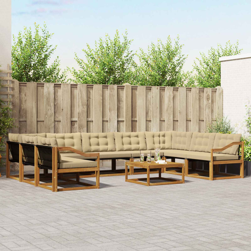 Outdoor-Sofagarnitur mit Kissen 10 pcs Natur und Beige