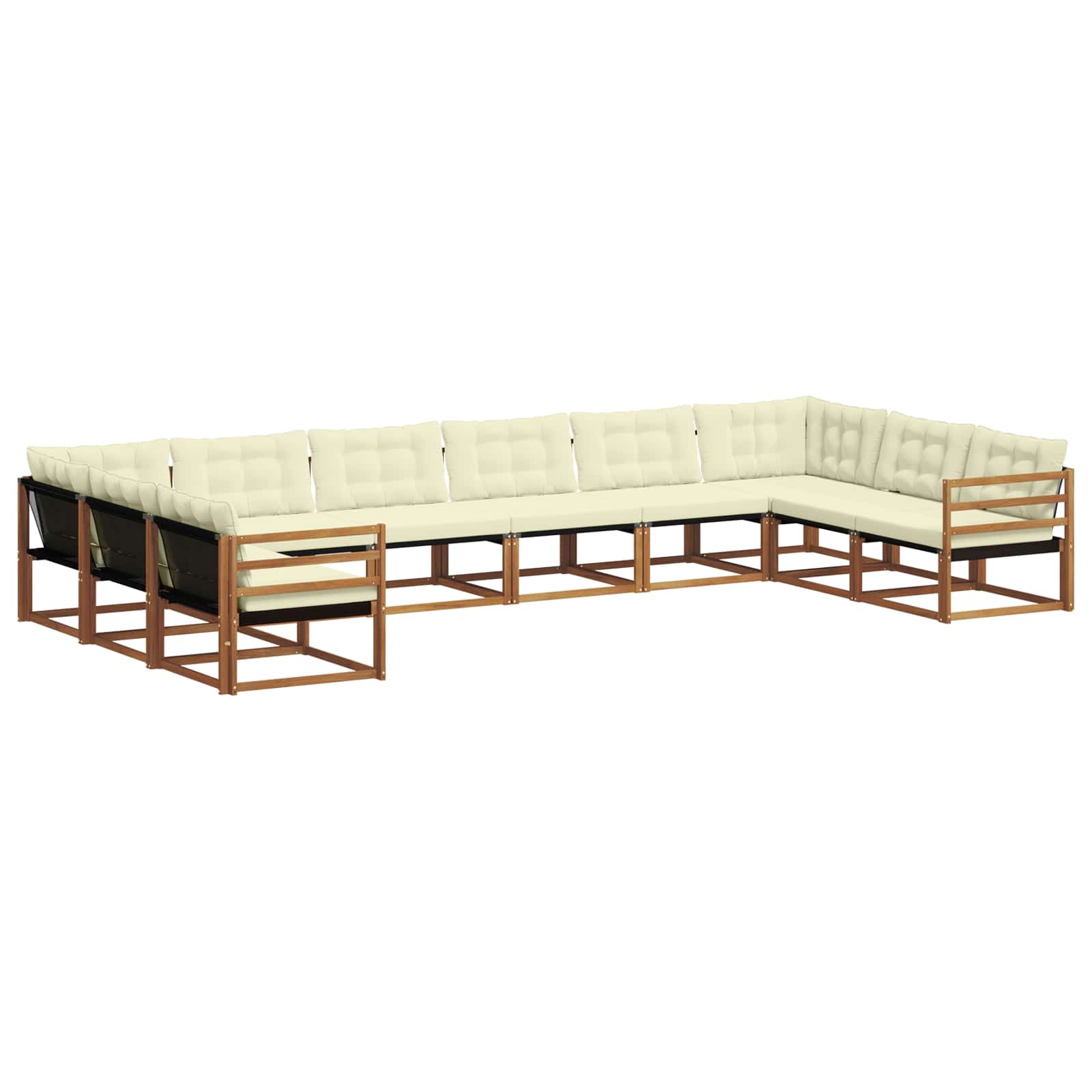 Outdoor-Sofagarnitur mit Kissen 10 pcs Natur und Creme