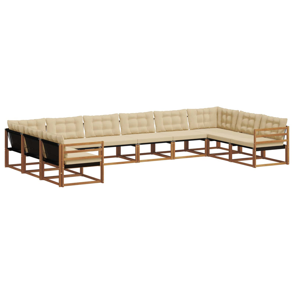 Outdoor-Sofagarnitur mit Kissen 10 pcs Natur und Beige