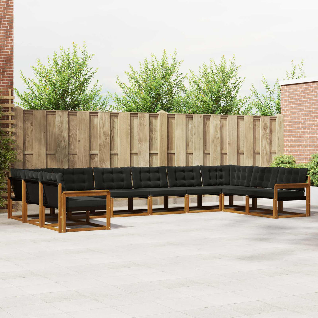 Outdoor-Sofagarnitur mit Kissen 10 pcs Natürlich und Schwarz