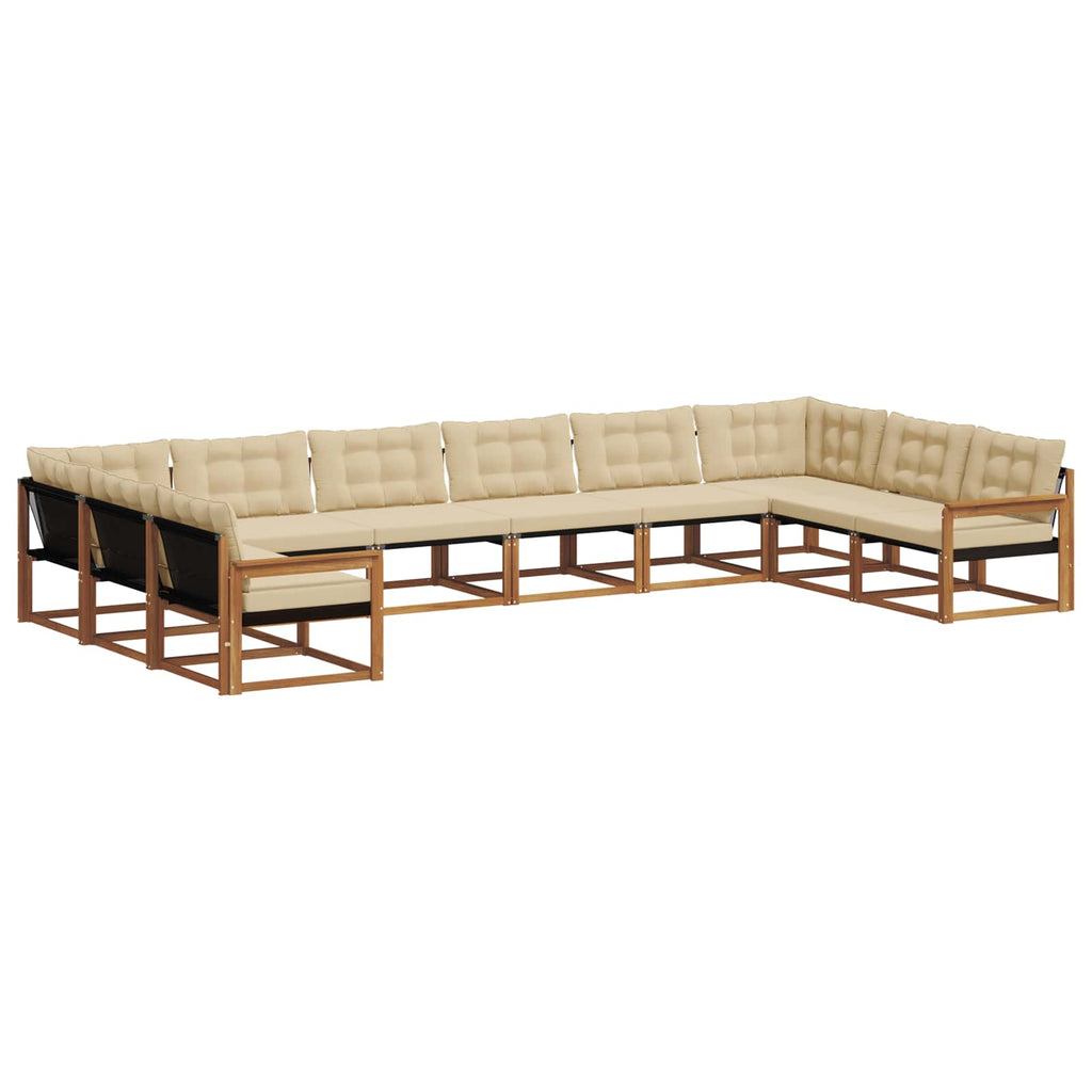 Outdoor-Sofagarnitur mit Kissen 10 pcs Natur und Beige