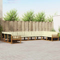 Outdoor-Sofagarnitur mit Kissen 10 pcs Natur und Creme