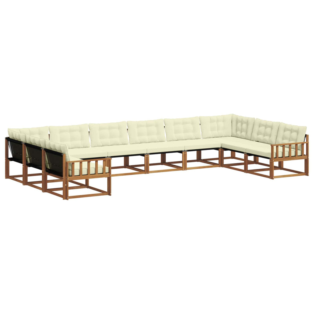 Outdoor-Sofagarnitur mit Kissen 10 pcs Natur und Creme