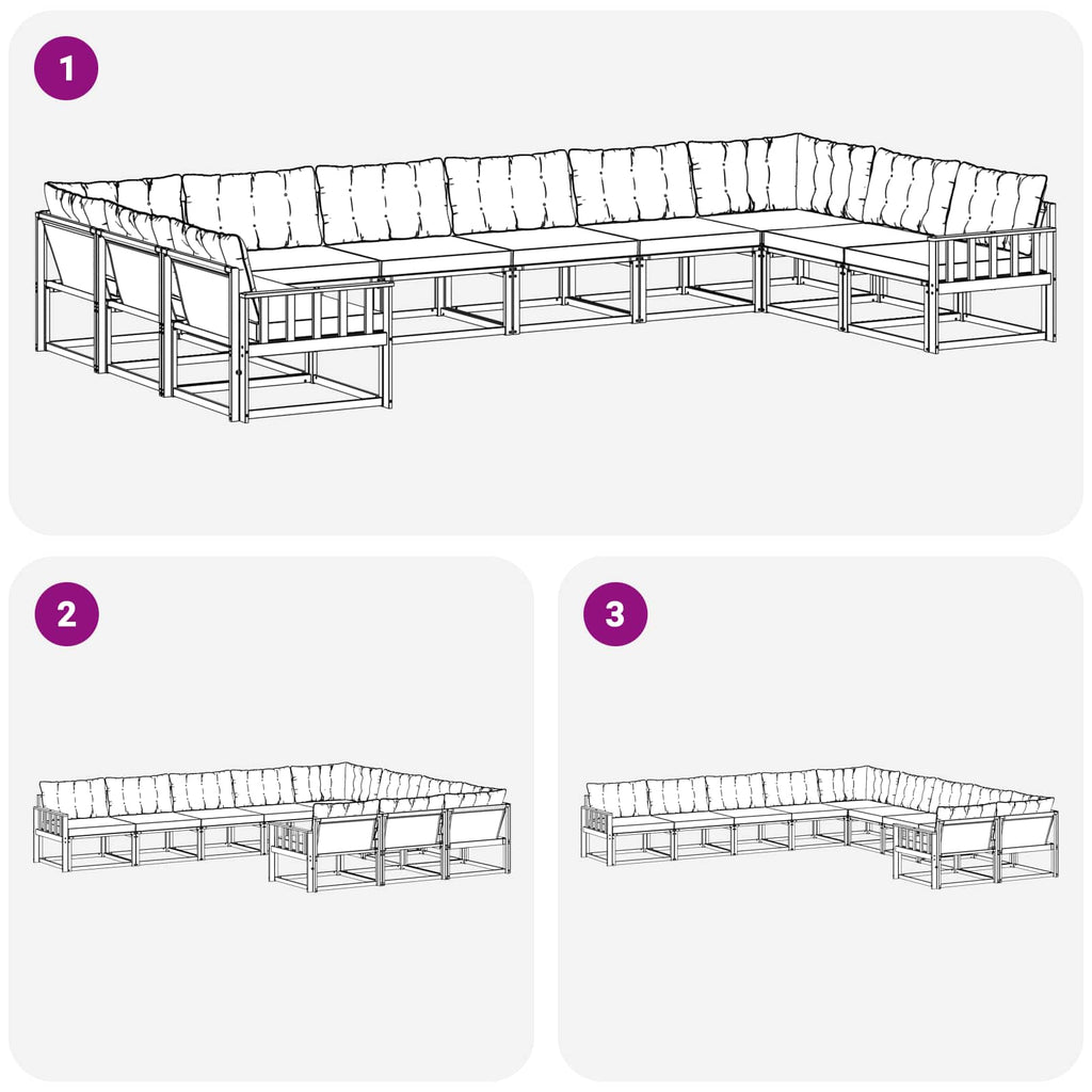 Outdoor-Sofagarnitur mit Kissen 10 pcs Natürlich und Hellgrau