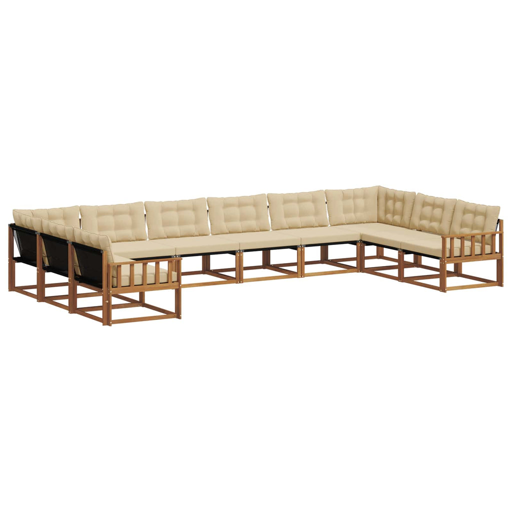 Outdoor-Sofagarnitur mit Kissen 10 pcs Natur und Beige
