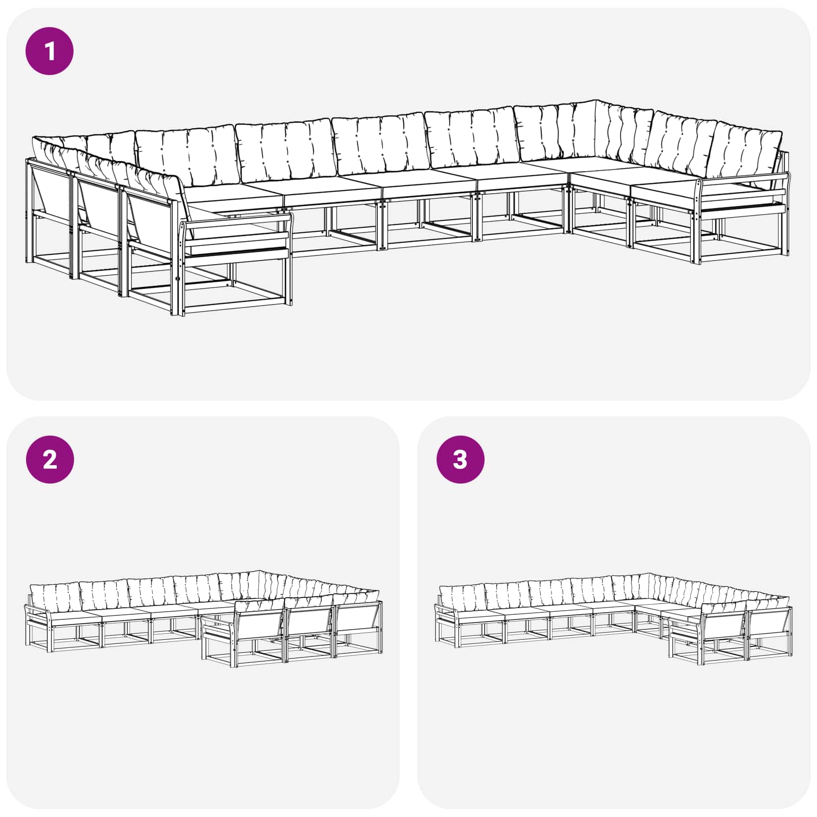 Outdoor-Sofagarnitur mit Kissen 10 pcs Natur und Creme