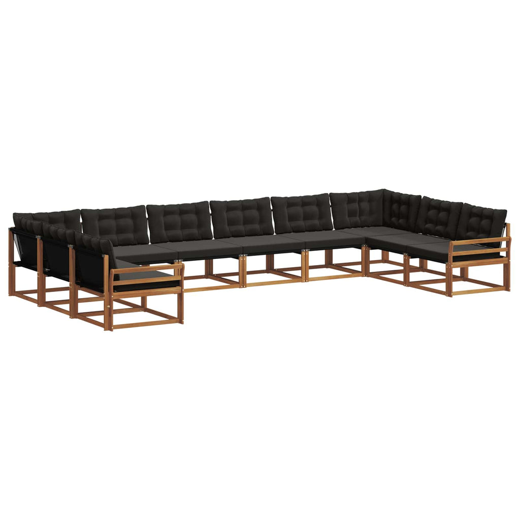 Outdoor-Sofagarnitur mit Kissen 10 pcs Natürlich und Schwarz